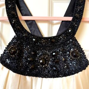 Elegant Silk Black and Cream  Dress with hand beaded decoration